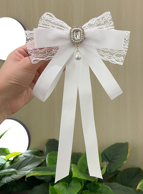 【蜜蜜家】蝴蝶结领结轻奢飘带带水钻胸针 LM103