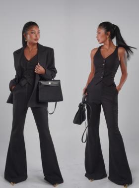 【蜜蜜家】弥漫半夏 欧美辣妹气质优雅无袖背心+裤子 Z422/K070