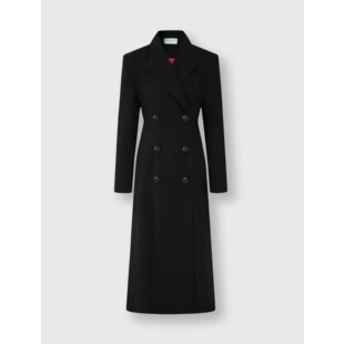 蜜蜜家 胭脂秋水 大衣 TCC0830 撞色感双排扣垫肩侧开叉长款