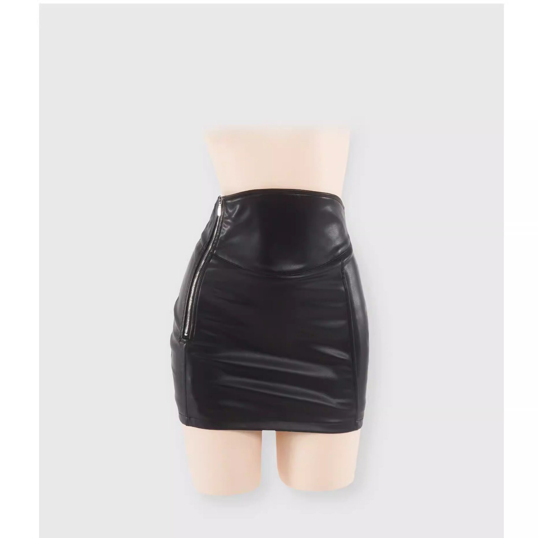 【蜜蜜家】欧美带可拆卸屁垫侧开拉链高腰包臀半身裙短裙 26/Q192