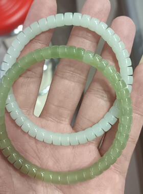 厂家批发 天然翡翠高冰直切药片手链手串单圈 尺寸4*6mm左右