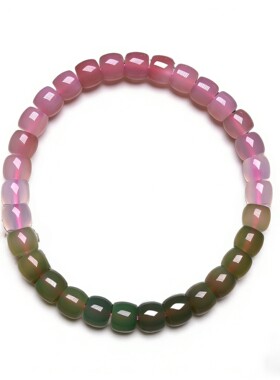 天然粉糯玛瑙 渐变色手链 直切手链女士手串归圆度高文玩DIY手链