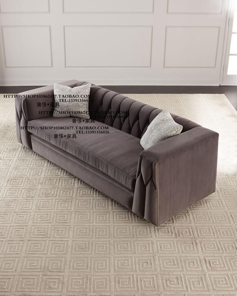 比利时法式美式乡村实木布艺双人三人位沙发别墅客厅设计组合家具