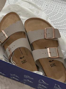 2025新款真皮休闲勃肯凉拖鞋进口男女款经典舒适百搭软木双扣拖鞋