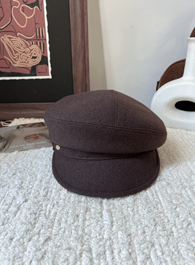 日本订单精纺羊毛大版型八角帽女秋冬日系时髦极简文艺优雅报童帽