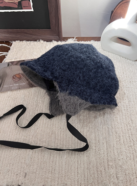 ca同款加绒加厚羊毛呢飞行员帽子女秋冬日系时髦小众保暖护耳帽子
