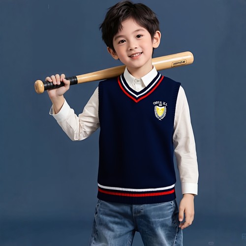 学院风纯棉秋冬撞色毛衣马甲