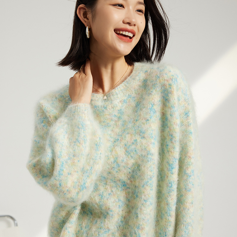 康赛妮100%山羊绒拉绒毛衣