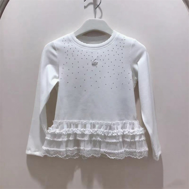 现货童装秋新款女童洋气蕾丝拼接长袖T恤白色百搭休闲打底衫上衣,童装/婴儿装/亲子装,T恤,淘宝优惠券,粉丝福利购,淘宝优惠卷