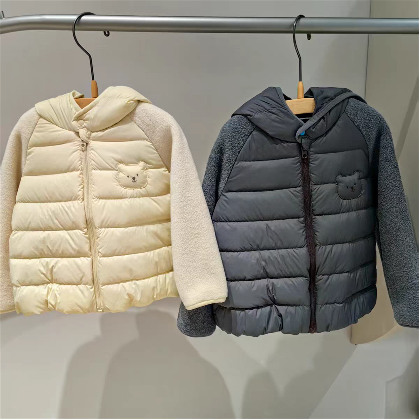 秋冬男女拼接款连帽轻薄羽绒服潮