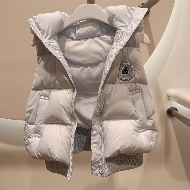 秋冬女连帽羽绒服马甲重工坎肩潮