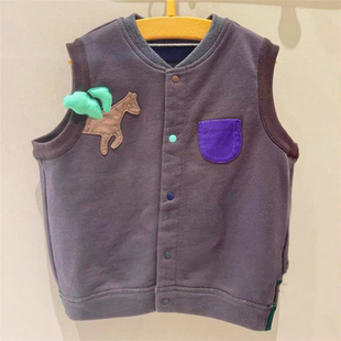 卡通贴布无袖 男女童个性 背心马甲休闲百搭上衣潮 春秋新款 现货童装