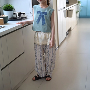女童百搭甜美女孩短款 韩版 新款 童装 上衣洋气休闲背心儿童T恤 夏季