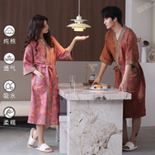 2025夏季 睡袍晨袍吸水速干成人酒店浴衣 女士薄款 新款 纯棉浴袍男士