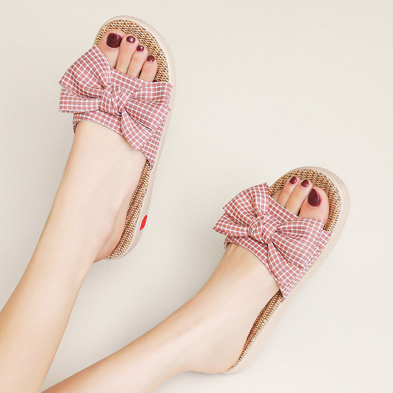 韩版亚麻拖鞋女夏天凉拖家用女士拖鞋家居防滑情侣夏季家用厚底男