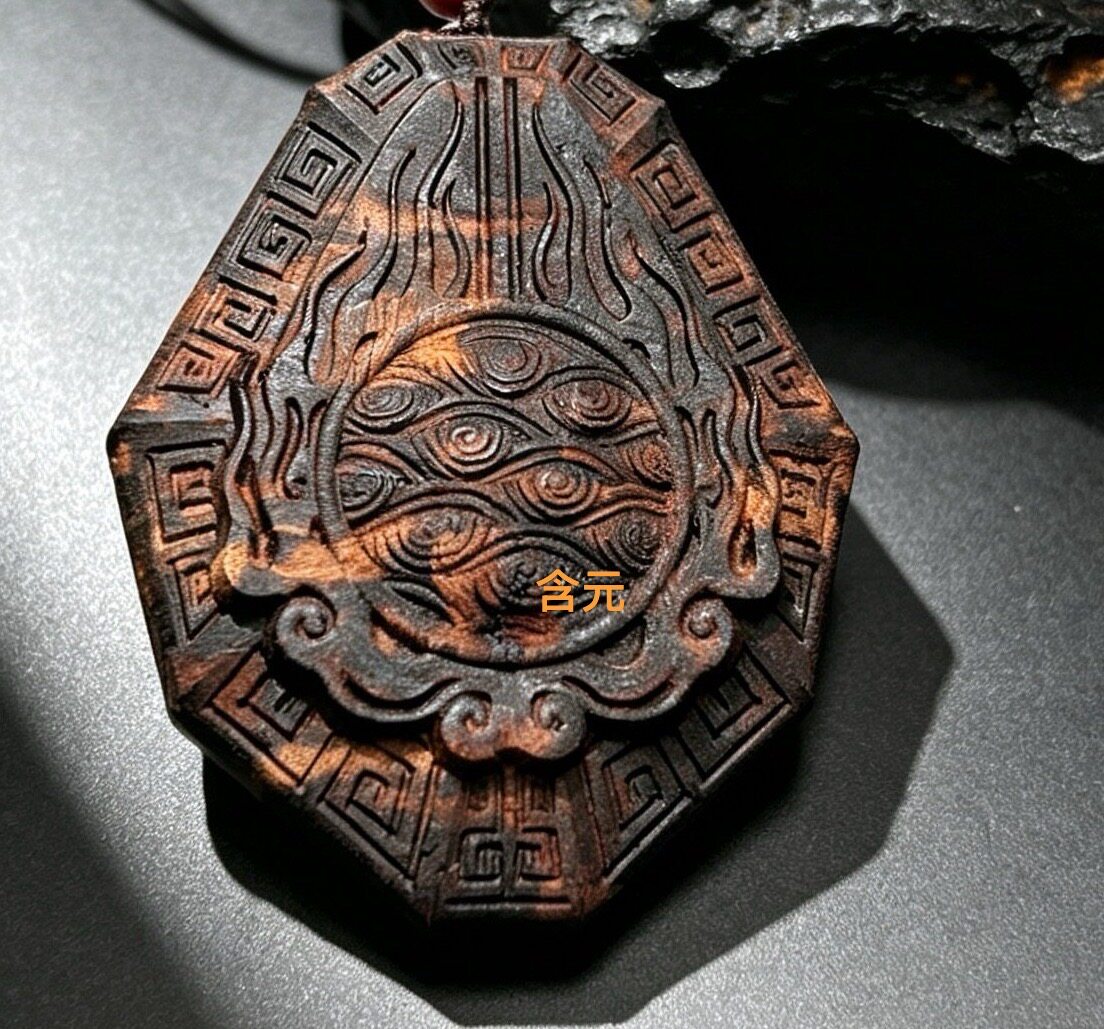 奇楠降真香软糖结雕刻令牌吊坠雕刻件观音菩萨佛像钥匙扣挂件木雕