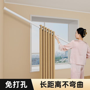 伸缩杆窗帘挂杆子单一整套免打孔安装罗马杆浴帘杆收缩4米支撑杆