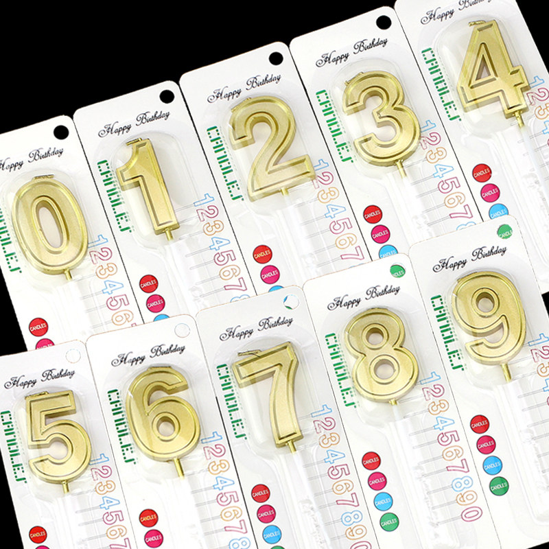 金色数字生日蜡烛 镀金0-9蛋糕蜡烛 生日情人节520表白甜品台装饰