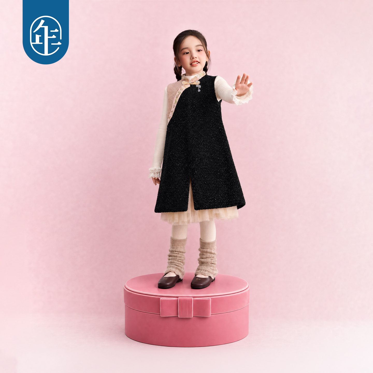 无袖旗袍女童新中式A字连衣裙