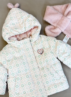 moimoln小云朵25冬专柜正品女宝宝保暖羽绒外套+围巾M254DMB72P