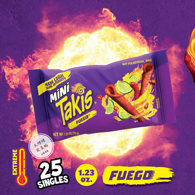现货美国网红重口味零食Takis Fuegd青柠檬辣椒玉米卷玉米条35g