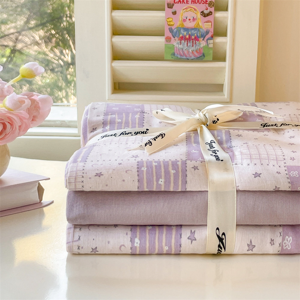 双层纱四件套A类纯棉床单被套100全棉宿舍单人床上三件套2025新款