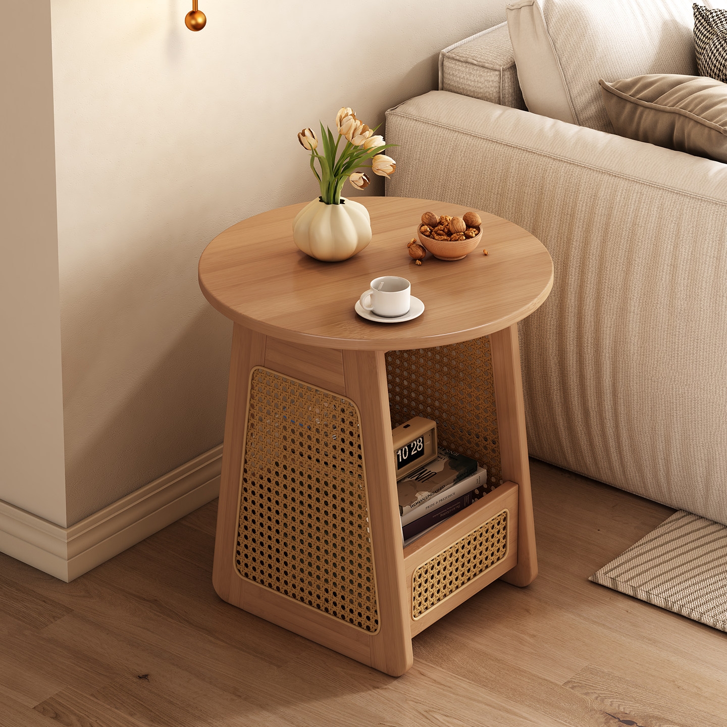 中古茶几客厅家用小户型沙发边几圆形阳台小桌子茶桌床头柜置物架