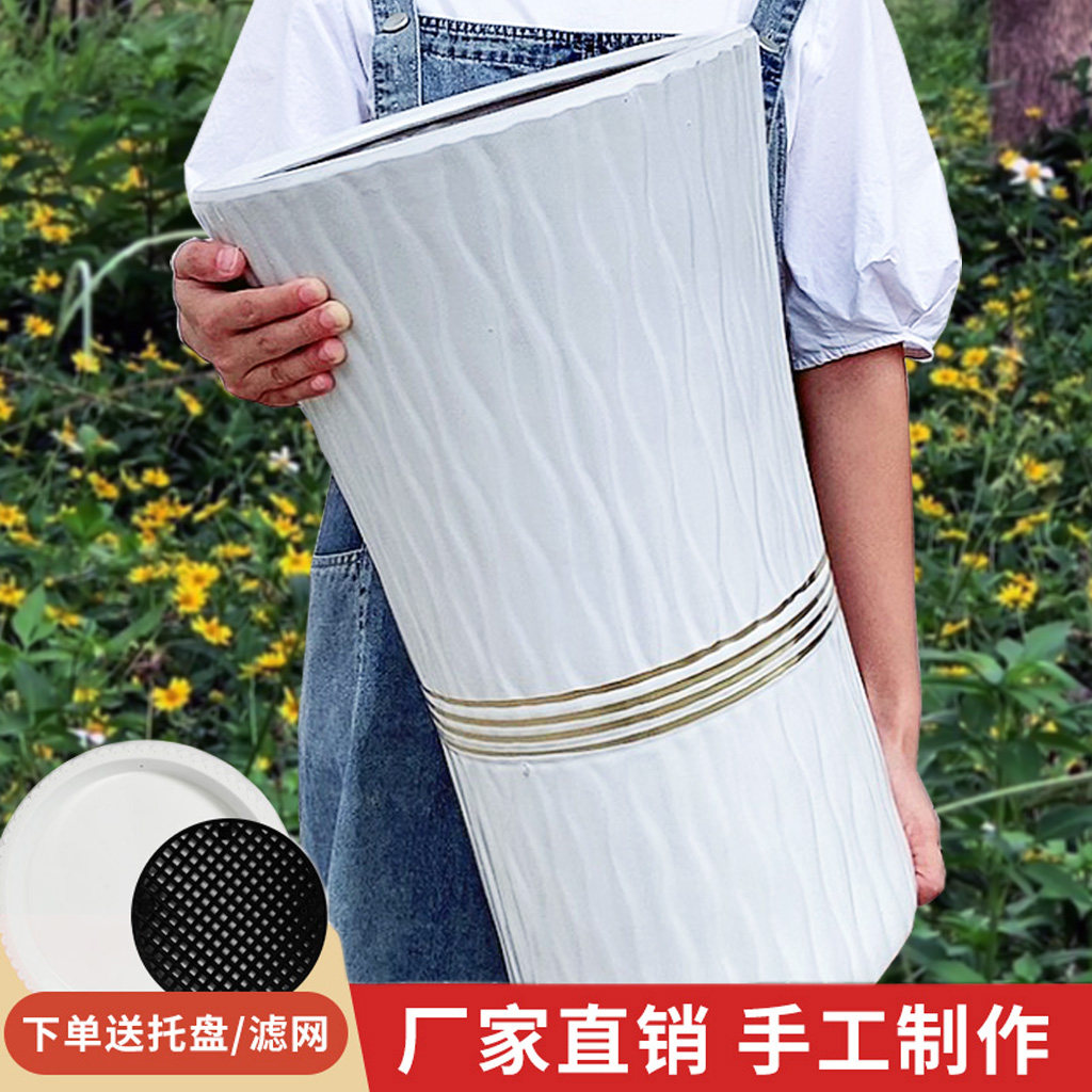 经典纯白色金腰线现代风高颜值i花盆