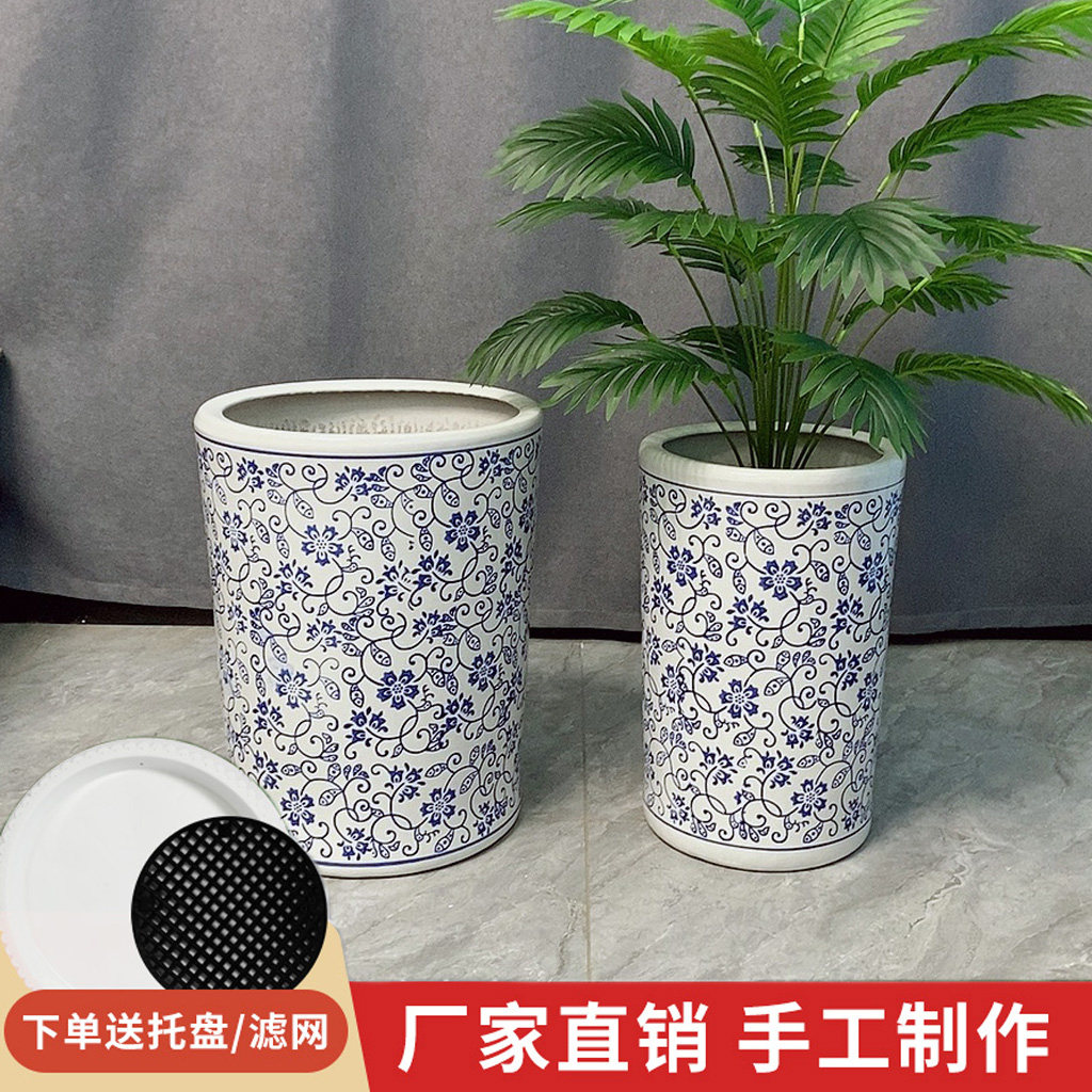 中国风青花瓷特大号陶瓷花盆个性仿古陶瓷客厅家用落地室外大花盆