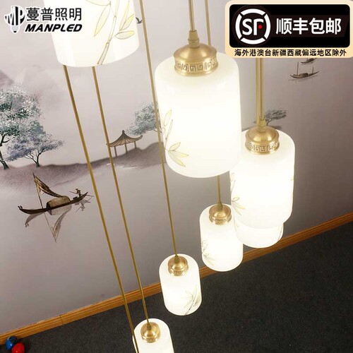 珐琅彩全铜楼梯灯吊灯复式楼别墅