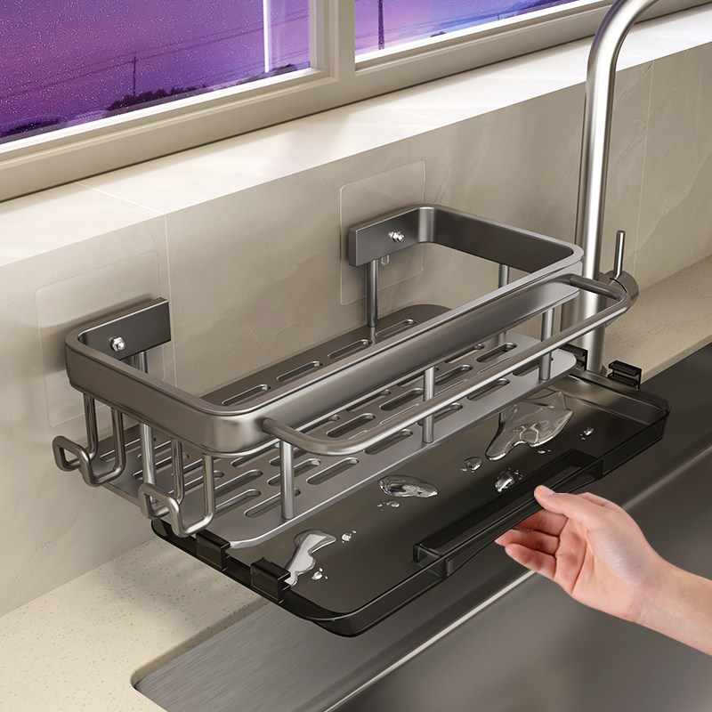 抹布架厨房收纳置物架免打孔壁挂式水池海绵洗碗布沥水篮水槽神器