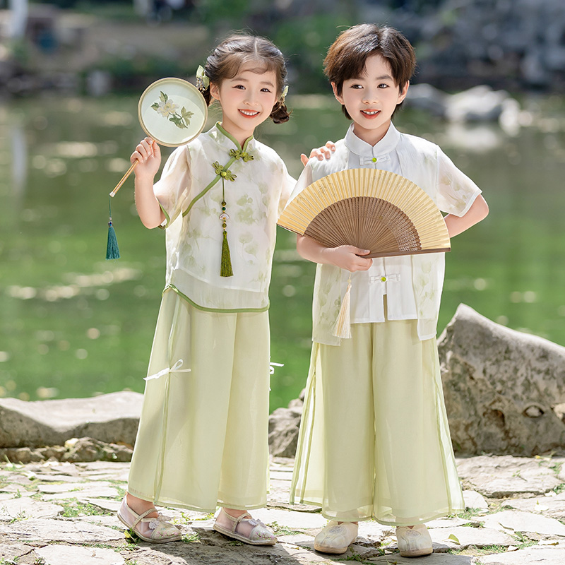 儿童汉服男女童夏季中国风古装套装唐装小学生幼儿园古风表演出服