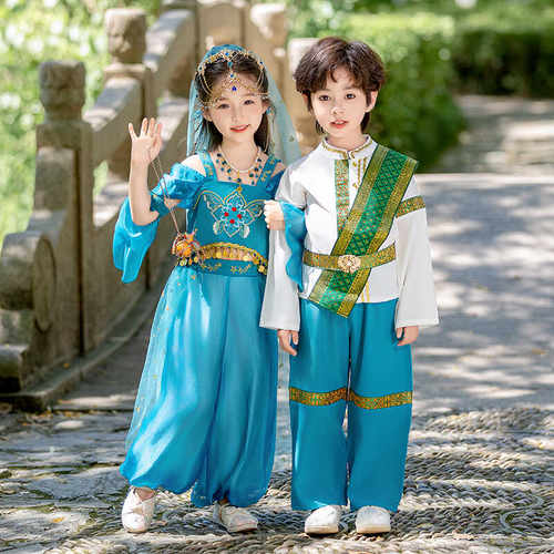 儿童少数民族傣族服装男女童春装泰国印度舞蹈服幼儿园六一演出服
