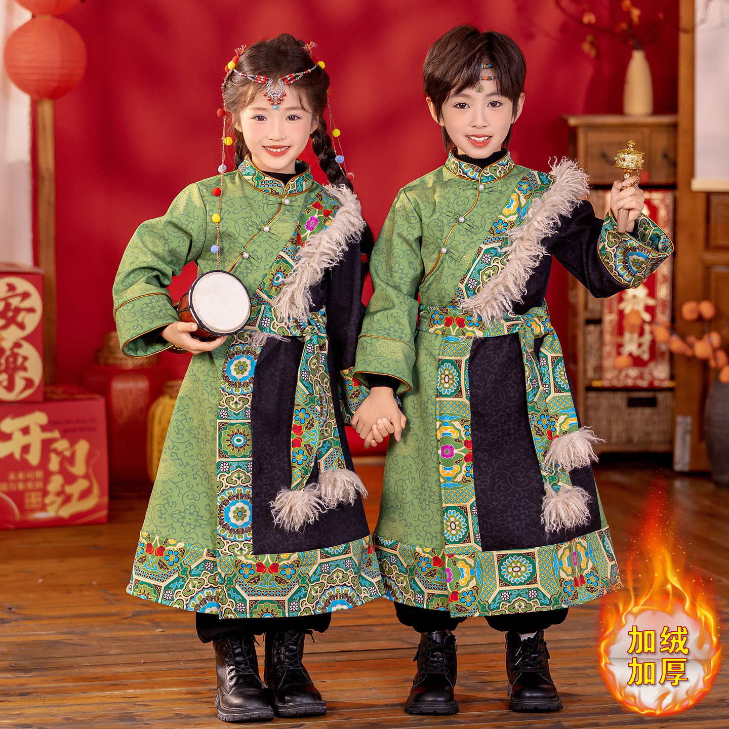 儿童加绒少数民族服装男女童藏族