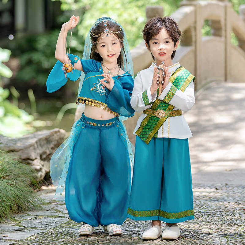 儿童少数民族傣族服装男女童夏装泰国泼水节舞蹈服幼儿园演出服装