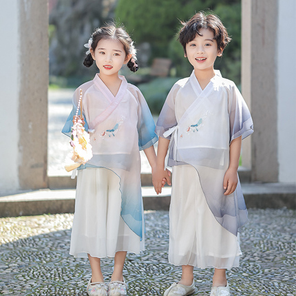 儿童汉服男女童夏季中国风古装套装唐装小学生幼儿园古风表演出服