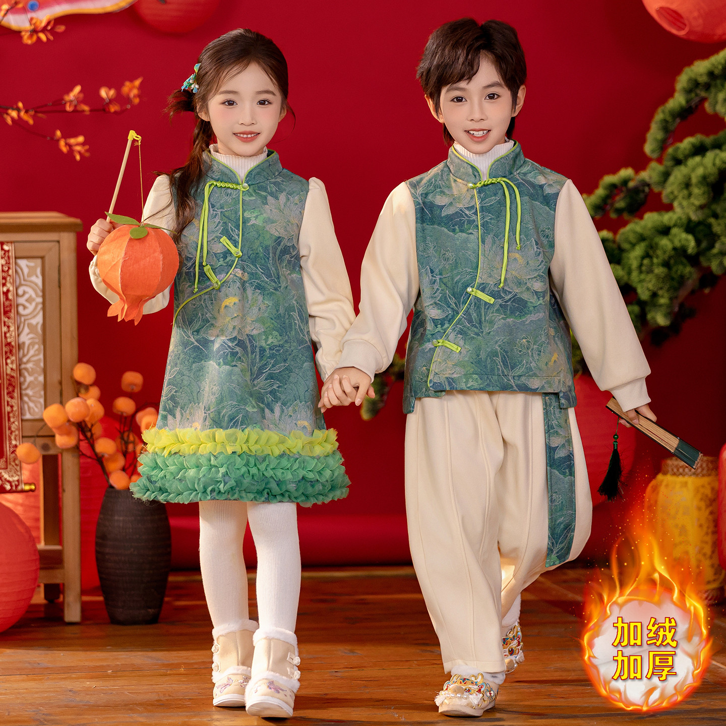 儿童加绒中国风汉服表演服男童古风唐装幼儿园元旦合唱舞蹈演出服,童装/婴儿装/亲子装,唐装,淘宝优惠券,粉丝福利购,淘宝优惠卷