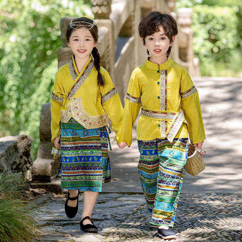 男女童春秋少数民族傣族服装西双版纳幼儿园儿童小学生舞蹈演出服