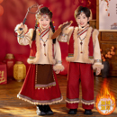 旦舞蹈表演服装 加绒藏袍演出服男女童少数民族元 冬款 儿童藏族服装
