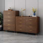 新中式 五斗柜实木卧室收纳柜简约现代客厅储物柜靠墙组合抽屉柜子