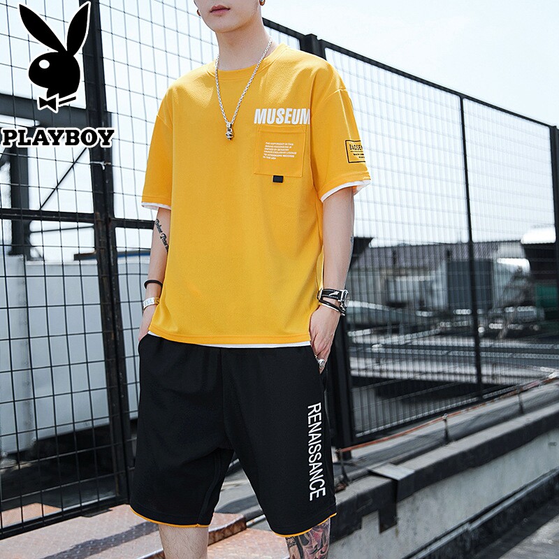 花花公子夏季短袖t恤短裤套装春秋男装一套搭配帅气休闲套装青春在类目 男装, T恤中 - 来自Buy2taobao.com提供专业的淘宝代购服务