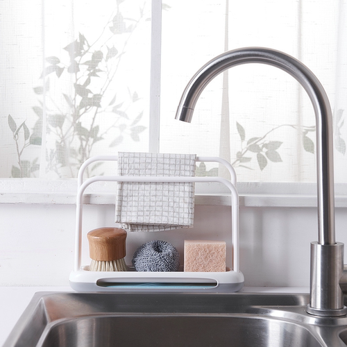 厨房双层抹布架洗碗架沥水架水槽收纳架海绵钢丝球台面整理架