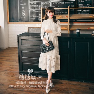 法国小众高腰显瘦新款 小清新蕾丝名媛气质长裙连衣裙女2019夏 韩版