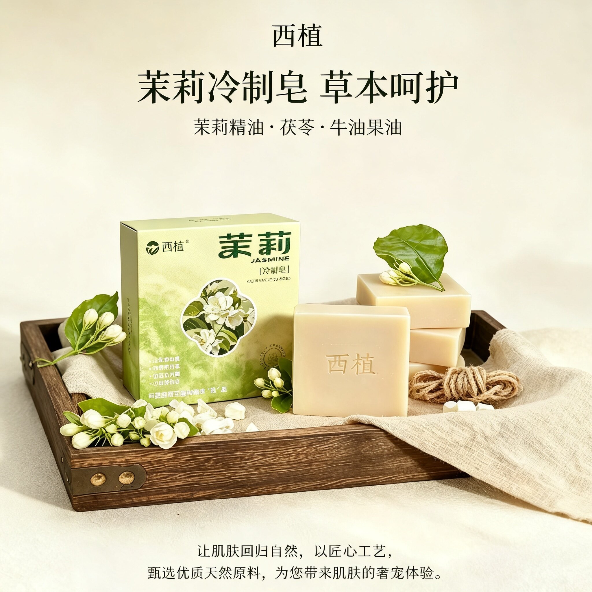西植 茉莉冷制皂草本呵护精油皂天然洗脸手工皂洁面洗澡沐浴温和