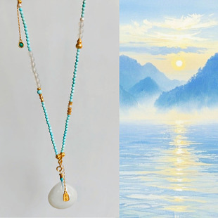 绿松石项链女淡水珍珠白玉葫芦串珠长款毛衣链万能链多用挂绳