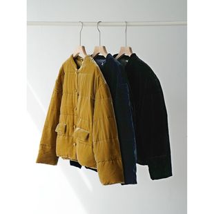 法柜篙阶贵气100%真丝丝绒小立领90白鹅绒中式羽绒服外套女秋冬