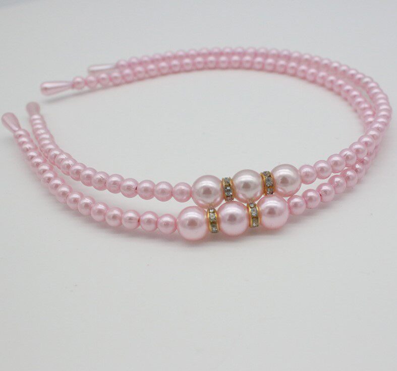 日韩女童串珠发箍儿童珍珠发箍白色百搭儿童饰品粉红色公主配饰