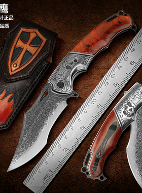 巨鹰大马高端折刀手工刀锻造VG10大马士革钢刀便携露营收藏折叠刀