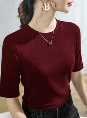 春夏新款五分袖内搭打底衫女上衣
