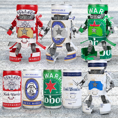 儿童变形玩具易拉罐汽水武士机甲